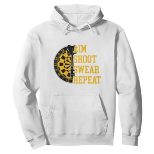 Funny Darts Retro Vintage Hoodie Aim Shoot Swear Repeat Dartist Gift TS12 White Print Your Wear