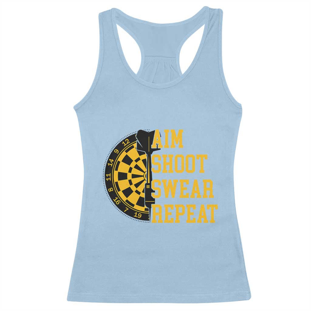 Funny Darts Retro Vintage Racerback Tank Top Aim Shoot Swear Repeat Dartist Gift TS12 Light Blue Print Your Wear