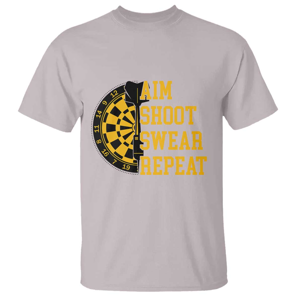 Funny Darts Retro Vintage T Shirt Aim Shoot Swear Repeat Dartist Gift TS12 Ice Gray Print Your Wear