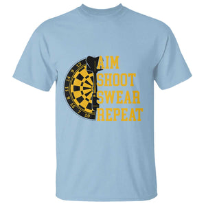 Funny Darts Retro Vintage T Shirt Aim Shoot Swear Repeat Dartist Gift TS12 Light Blue Print Your Wear