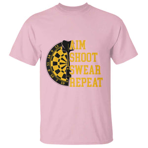 Funny Darts Retro Vintage T Shirt Aim Shoot Swear Repeat Dartist Gift TS12 Light Pink Print Your Wear