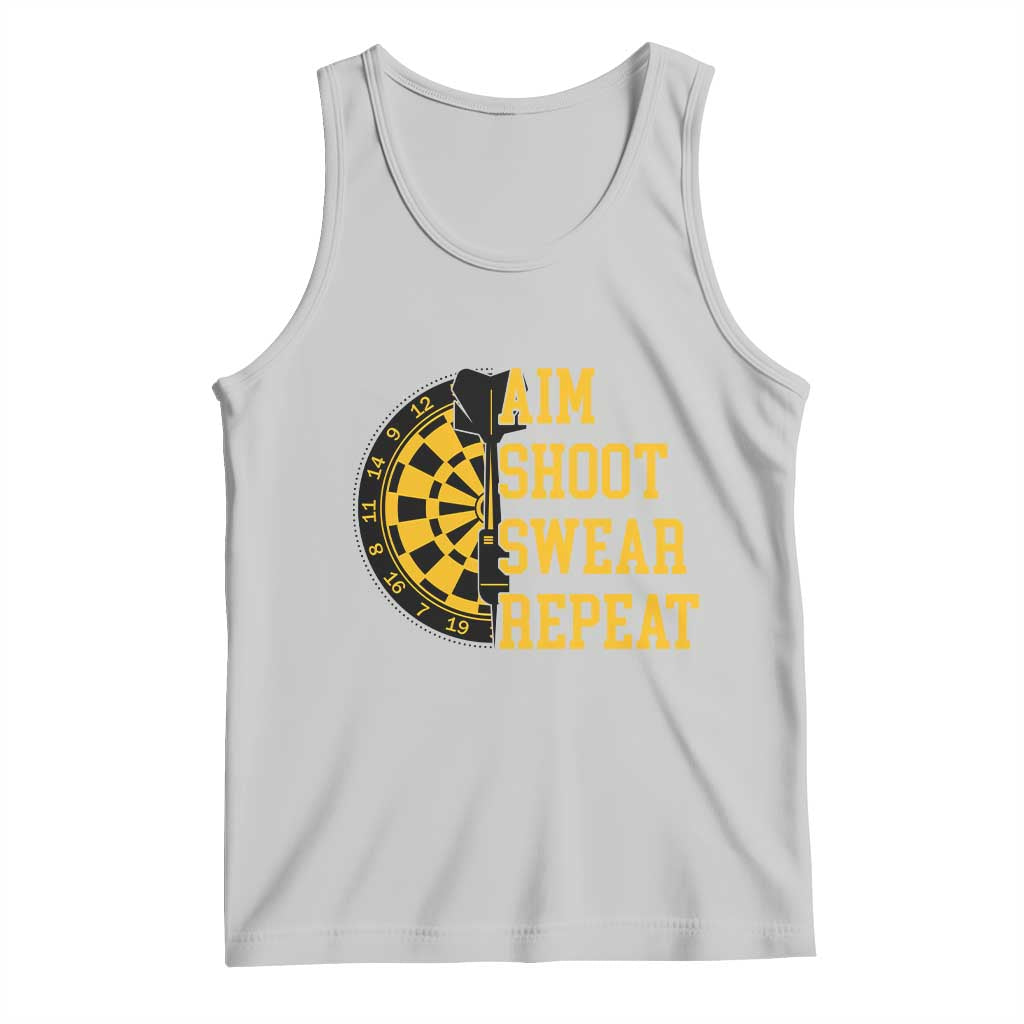 Funny Darts Retro Vintage Tank Top Aim Shoot Swear Repeat Dartist Gift TS12 Ash Print Your Wear