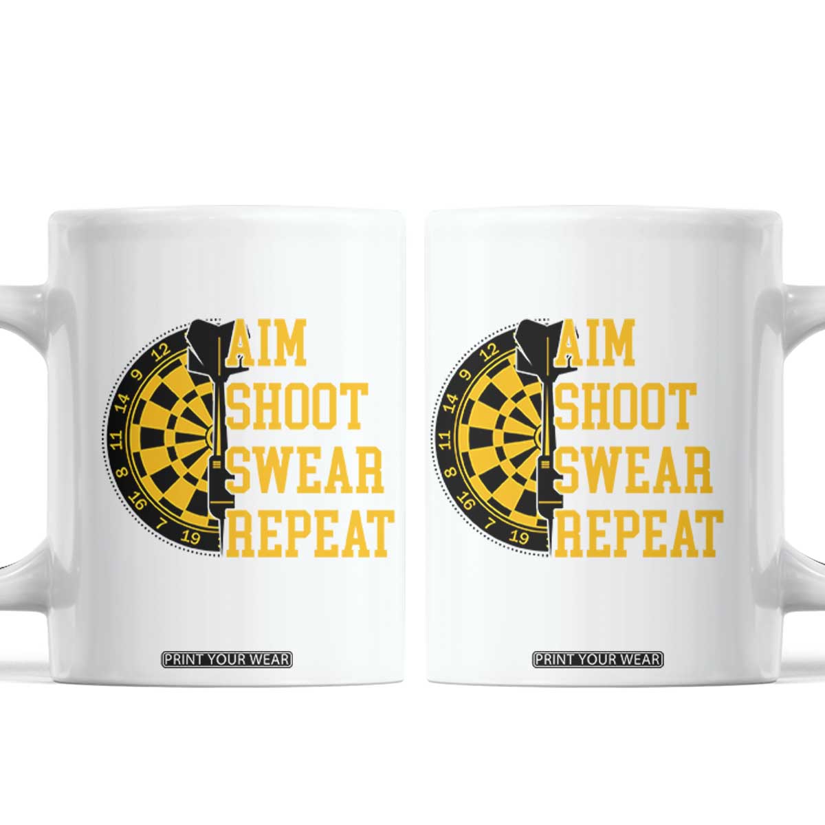 Funny Darts Retro Vintage Coffee Mug Aim Shoot Swear Repeat Dartist Gift TS12 White Print Your Wear