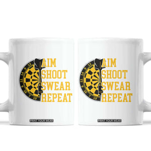 Funny Darts Retro Vintage Coffee Mug Aim Shoot Swear Repeat Dartist Gift TS12 White Print Your Wear