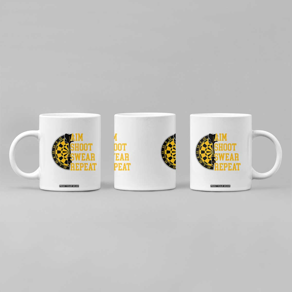 Funny Darts Retro Vintage Coffee Mug Aim Shoot Swear Repeat Dartist Gift TS12 Print Your Wear