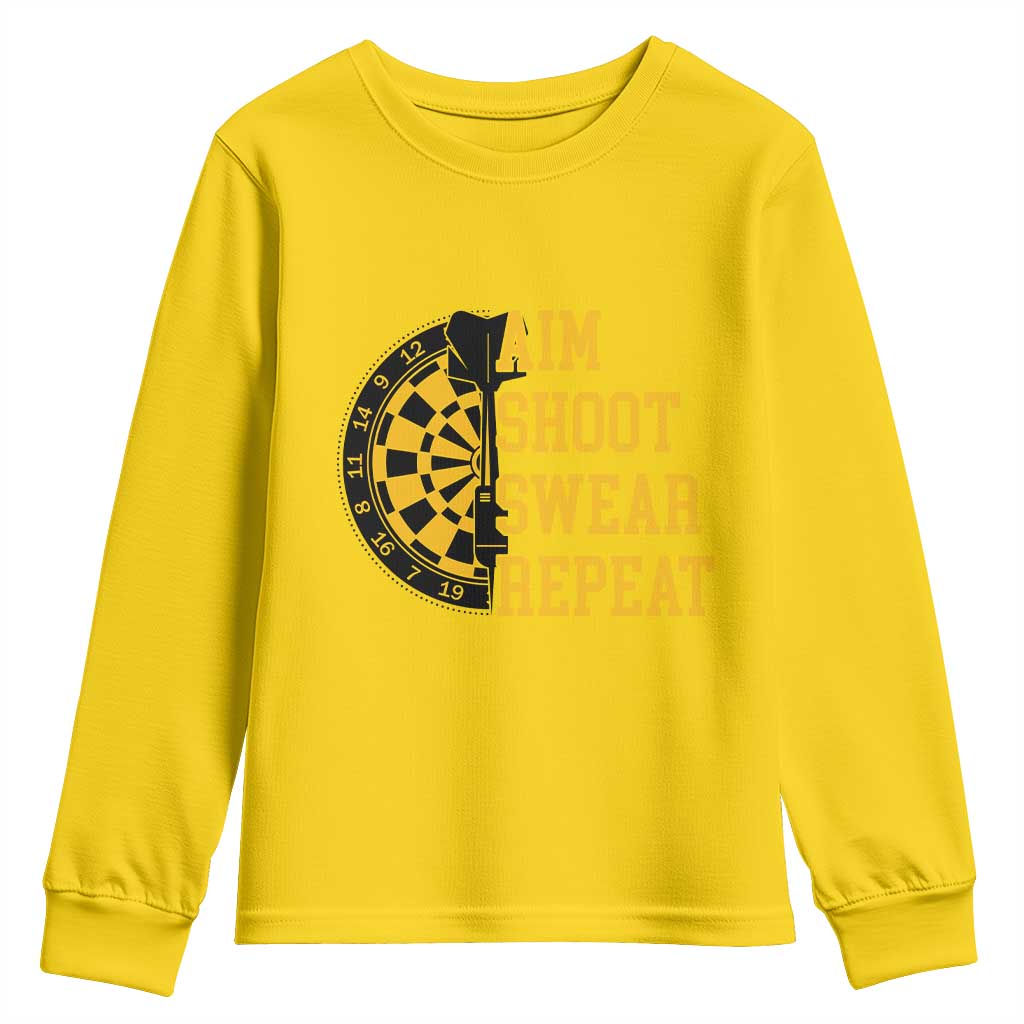 Funny Darts Retro Vintage Youth Sweatshirt Aim Shoot Swear Repeat Dartist Gift TS12 Daisy Print Your Wear