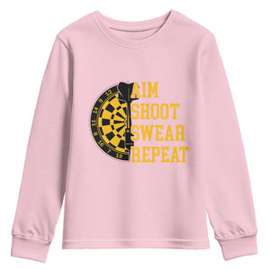 Funny Darts Retro Vintage Youth Sweatshirt Aim Shoot Swear Repeat Dartist Gift TS12 Light Pink Print Your Wear