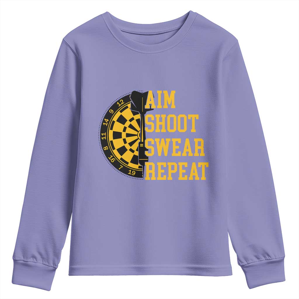 Funny Darts Retro Vintage Youth Sweatshirt Aim Shoot Swear Repeat Dartist Gift TS12 Violet Print Your Wear