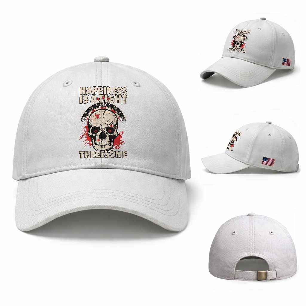 Happiness Is a Tight Threesome Baseball Cap Gothic Dart Player Gift TS12 Baseball Cap Universal Fit White Print Your Wear