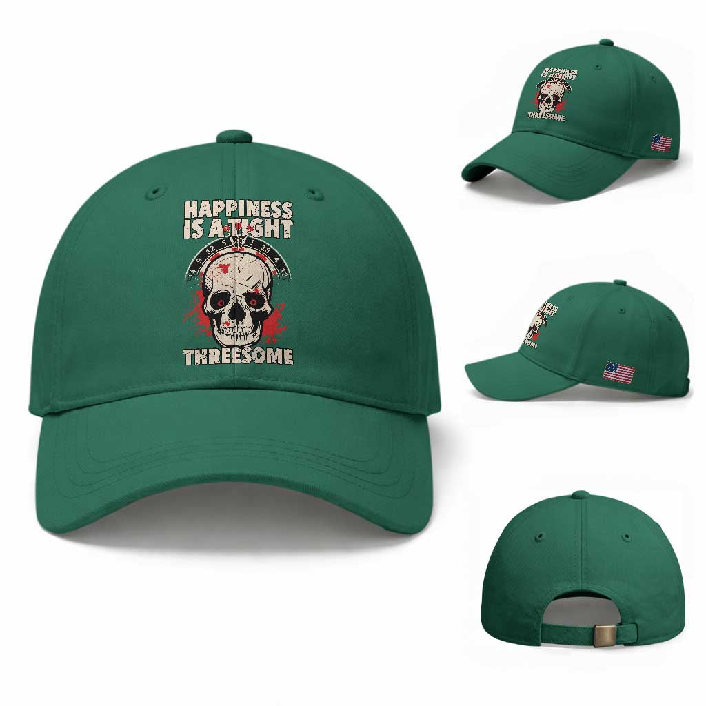 Happiness Is a Tight Threesome Baseball Cap Gothic Dart Player Gift TS12 Baseball Cap Universal Fit Irish Green Print Your Wear