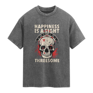 Happiness Is a Tight Threesome Washed Cotton T-Shirt Gothic Dart Player Gift