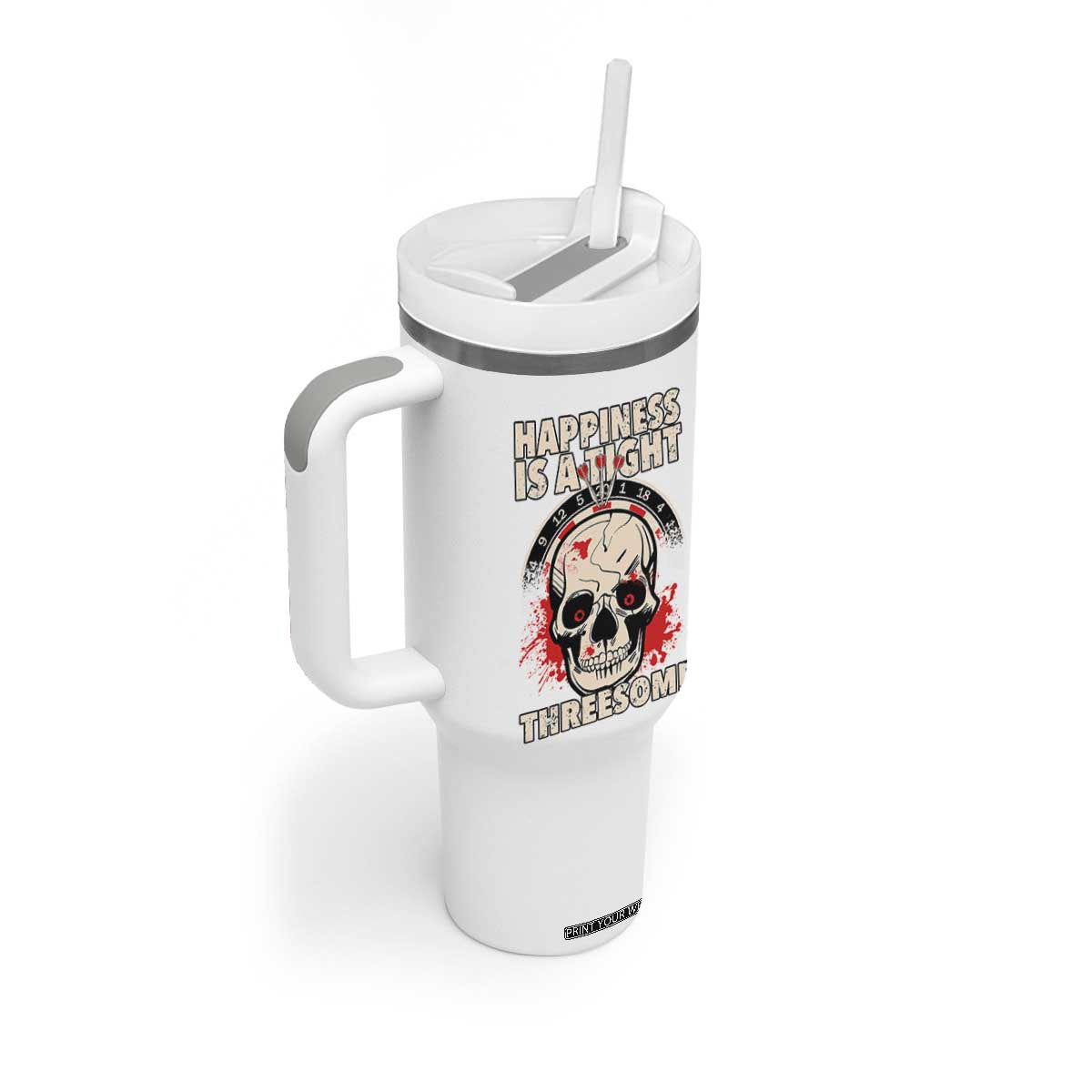 Happiness Is a Tight Threesome Tumbler With Handle Gothic Dart Player Gift TS12 Print Your Wear