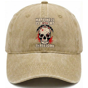Happiness Is a Tight Threesome Washed Cotton Baseball Cap Gothic Dart Player Gift TS12 Print Your Wear