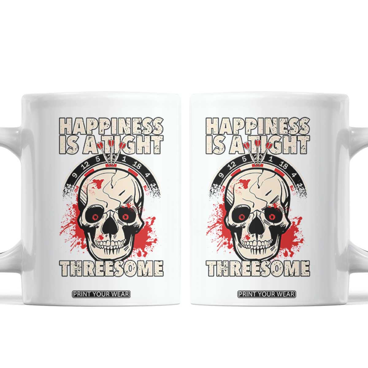 Happiness Is a Tight Threesome Coffee Mug Gothic Dart Player Gift TS12 White Print Your Wear
