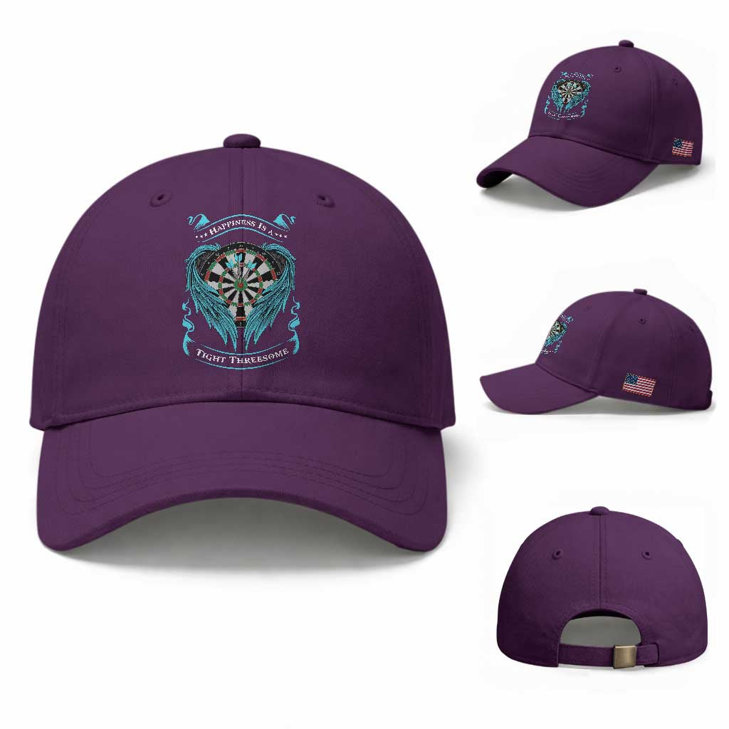 Dart Player Sport Baseball Cap Darts Happiness Is A Tight Threesome TS12 Baseball Cap Universal Fit Purple Print Your Wear