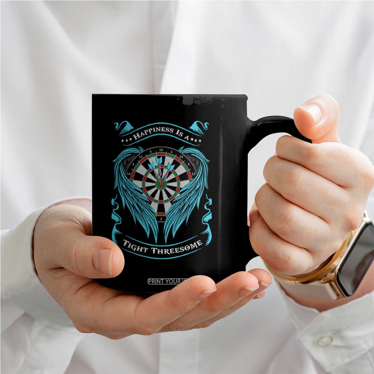 Dart Player Sport Coffee Mug Darts Happiness Is A Tight Threesome TS12 Print Your Wear