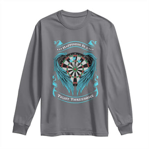 Dart Player Sport Long Sleeve Shirt Darts Happiness Is A Tight Threesome TS12 Charcoal Print Your Wear