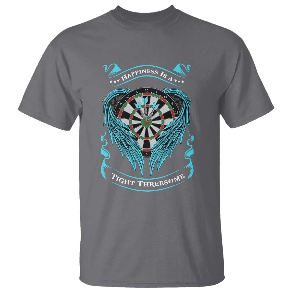 Dart Player Sport T Shirt Darts Happiness Is A Tight Threesome TS12 Charcoal Print Your Wear