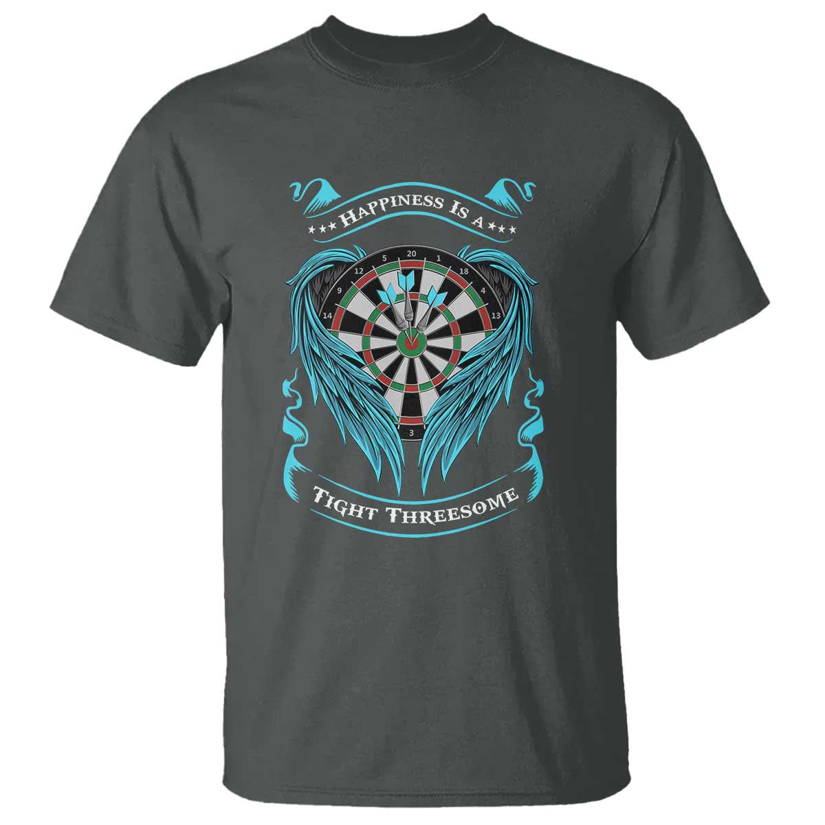 Dart Player Sport T Shirt Darts Happiness Is A Tight Threesome TS12 Dark Heather Print Your Wear