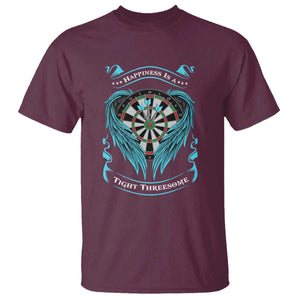 Dart Player Sport T Shirt Darts Happiness Is A Tight Threesome TS12 Maroon Print Your Wear