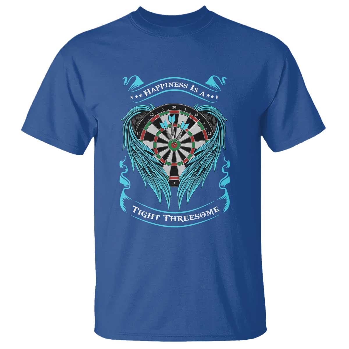 Dart Player Sport T Shirt Darts Happiness Is A Tight Threesome TS12 Royal Blue Print Your Wear
