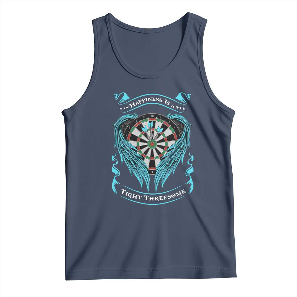 Dart Player Sport Tank Top Darts Happiness Is A Tight Threesome TS12 Navy Print Your Wear