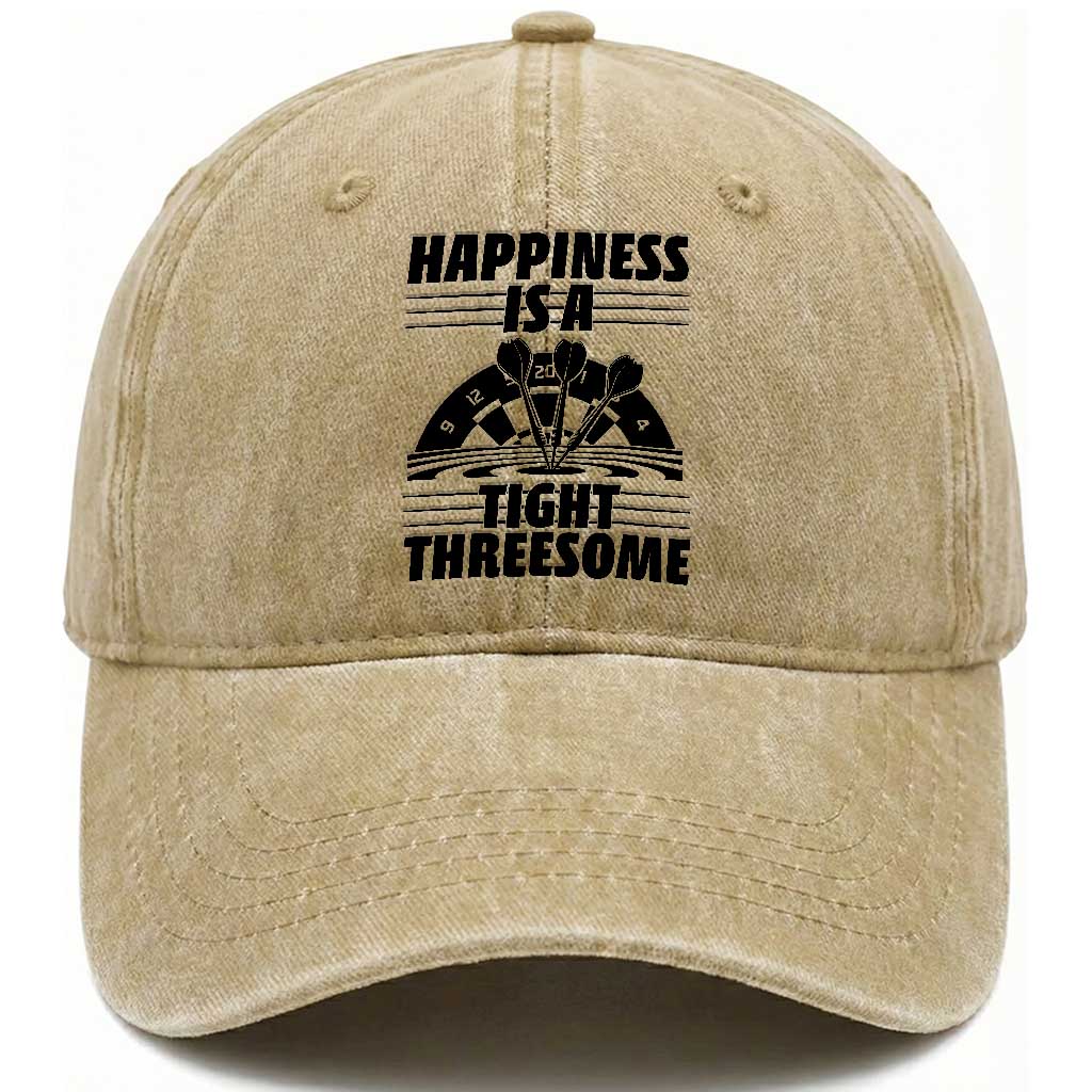 Dirty Joke Darts Gift Washed Cotton Baseball Cap Darts Happiness Is A Tight Threesome TS12 Print Your Wear