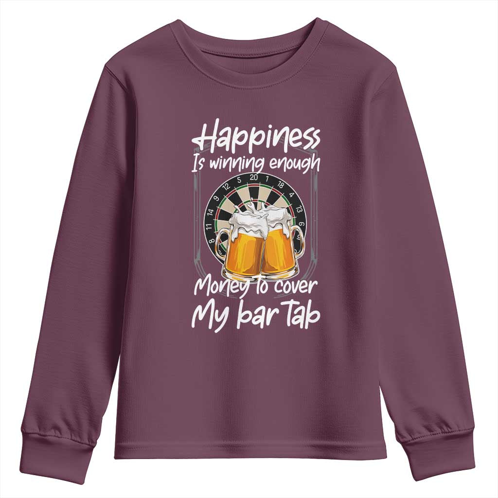 Bar Tab Darts Player Gift Youth Sweatshirt Winning Money To Cover My Bar Tab TS12 Maroon Print Your Wear