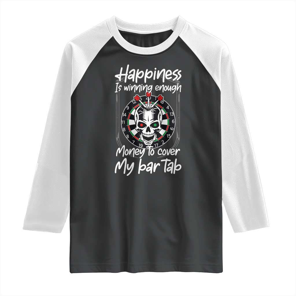 Darts Lover Drinking Game Raglan Shirt Winning Money To Cover My Bar Tab TS12 Black White Print Your Wear