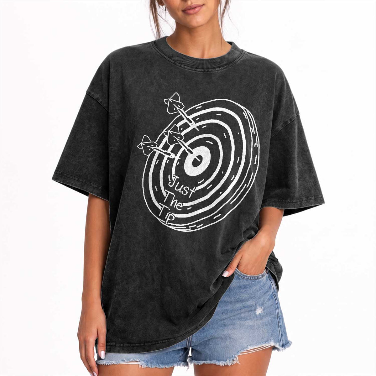 Funny Dirty Humor Dart Player Washed Cotton T-Shirt Just The Tip