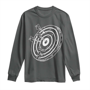 Funny Dirty Humor Dart Player Long Sleeve Shirt Just The Tip TS12 Dark Heather Print Your Wear