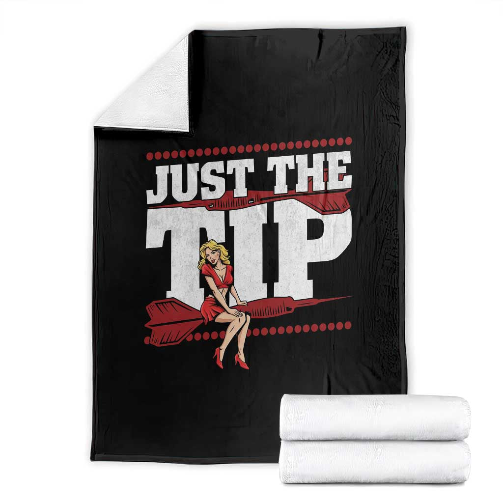 Funny Darts Player Gift Throw Blanket Just The Tip TS12 Black Print Your Wear