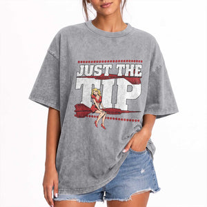 Funny Darts Player Gift Washed Cotton T-Shirt Just The Tip
