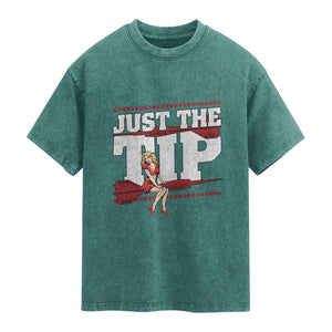 Funny Darts Player Gift Washed Cotton T-Shirt Just The Tip