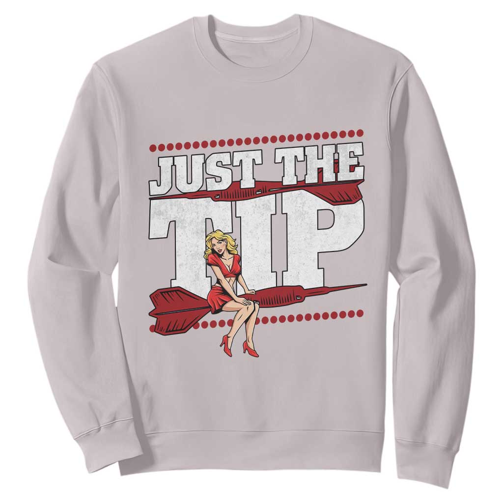 Funny Darts Player Gift Sweatshirt Just The Tip TS12 Ice Gray Print Your Wear