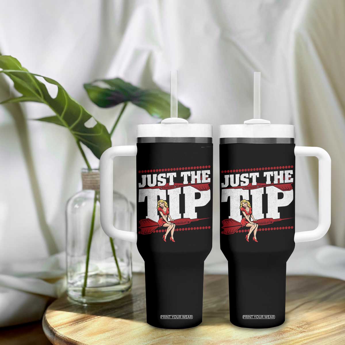 Funny Darts Player Gift Tumbler With Handle Just The Tip TS12 Print Your Wear