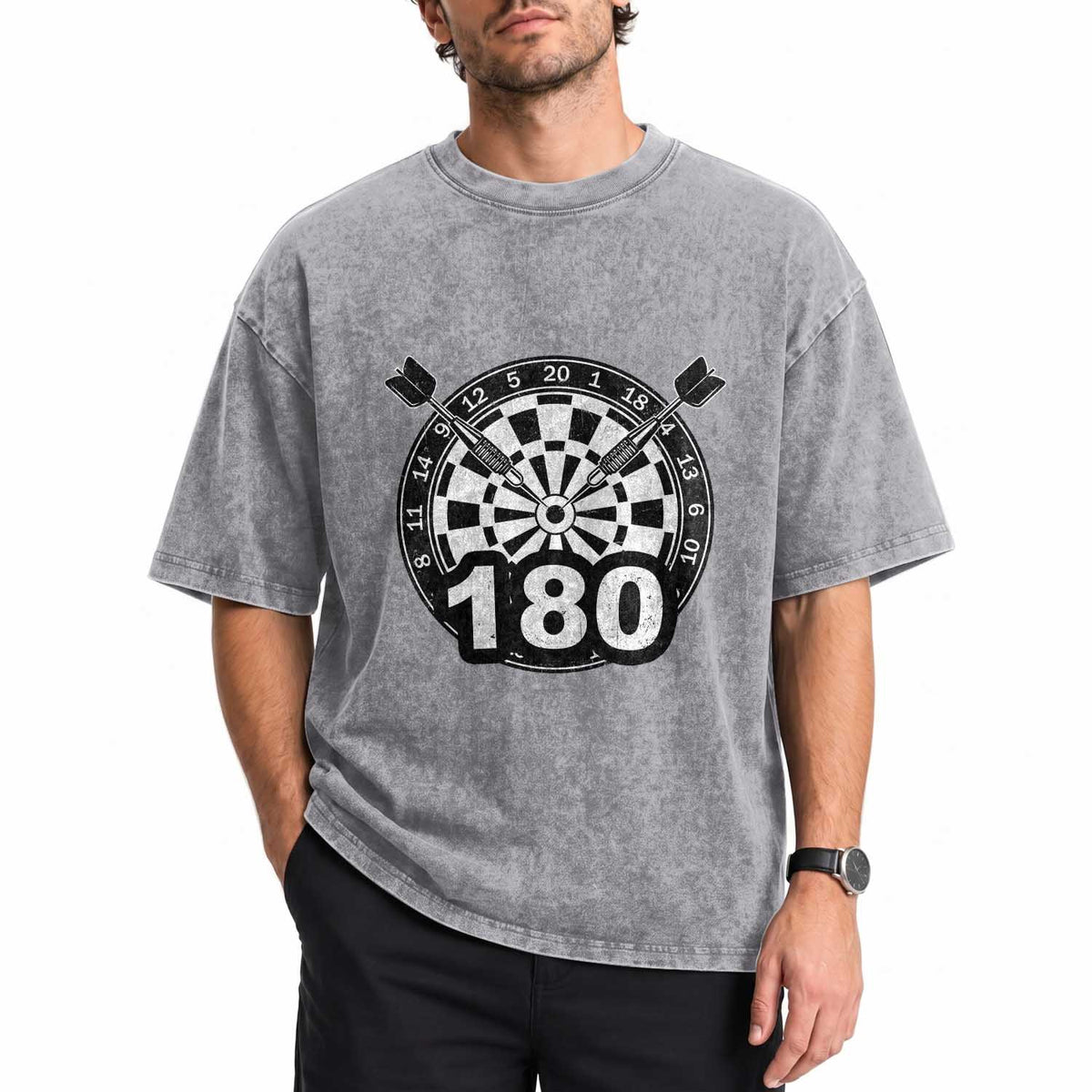Funny Darts Max 180 Washed Cotton T-Shirt Dartist Darts Lover Gift