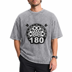 Funny Darts Max 180 Washed Cotton T-Shirt Dartist Darts Lover Gift