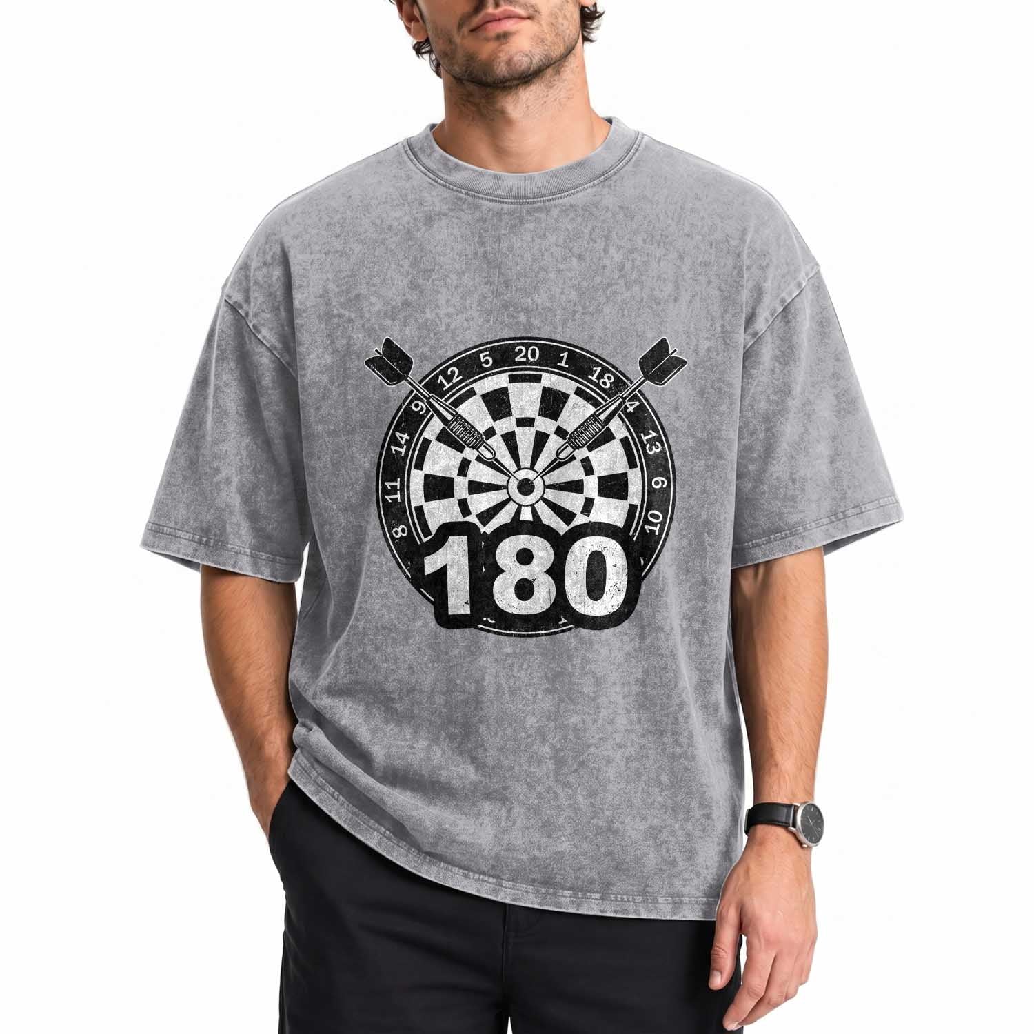 Funny Darts Max 180 Washed Cotton T-Shirt Dartist Darts Lover Gift