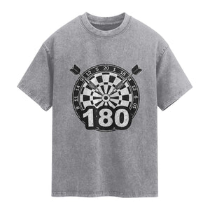 Funny Darts Max 180 Washed Cotton T-Shirt Dartist Darts Lover Gift