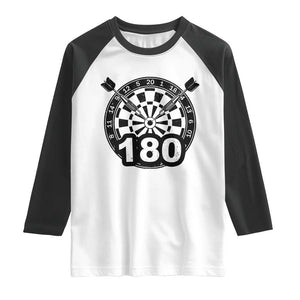 Funny Darts Max 180 Raglan Shirt Dartist Darts Lover Gift TS12 White Black Print Your Wear