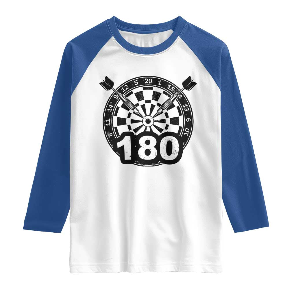 Funny Darts Max 180 Raglan Shirt Dartist Darts Lover Gift TS12 White Royal Print Your Wear