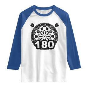 Funny Darts Max 180 Raglan Shirt Dartist Darts Lover Gift TS12 White Royal Print Your Wear