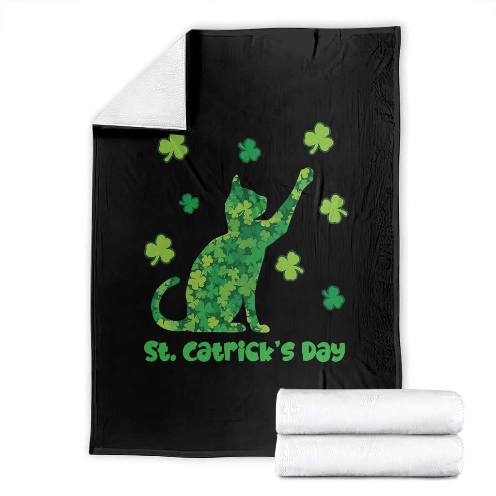 Funny St Catricks Day Throw Blanket Lucky Shamrock Cat Saint Pattys TS12 Black Print Your Wear