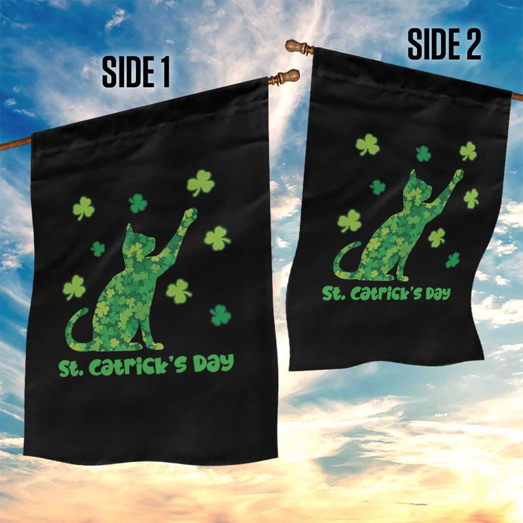 Funny St Catricks Day Garden Flag Lucky Shamrock Cat Saint Pattys TS12 Print Your Wear