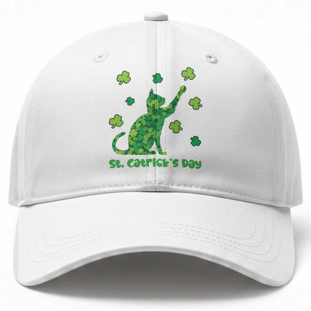 Funny St Catricks Day Baseball Cap Lucky Shamrock Cat Saint Pattys TS12 Print Your Wear