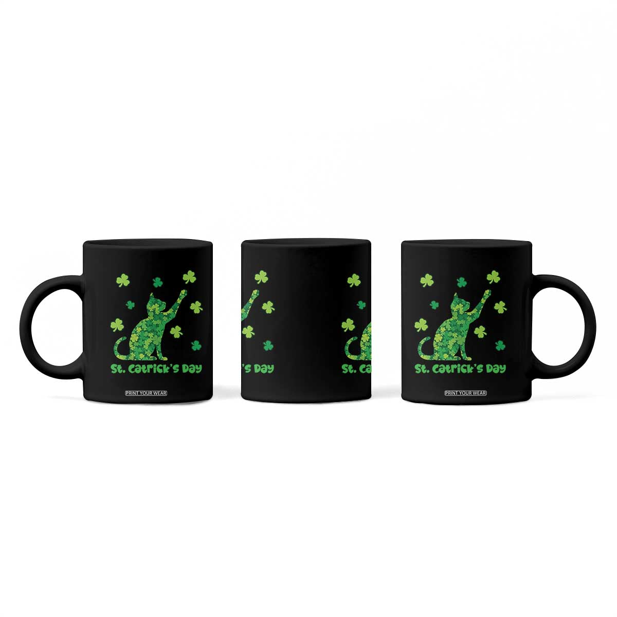Funny St Catricks Day Coffee Mug Lucky Shamrock Cat Saint Pattys TS12 Print Your Wear