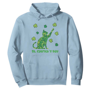 Funny St Catricks Day Hoodie Lucky Shamrock Cat Saint Pattys TS12 Light Blue Print Your Wear