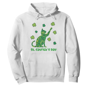Funny St Catricks Day Hoodie Lucky Shamrock Cat Saint Pattys TS12 White Print Your Wear