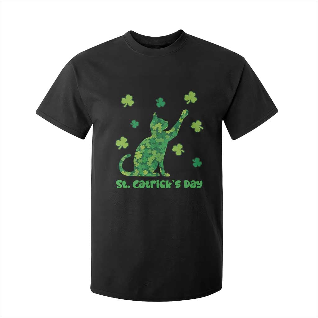 Funny St Catricks Day T Shirt For Kid Lucky Shamrock Cat Saint Pattys TS12 Black Print Your Wear